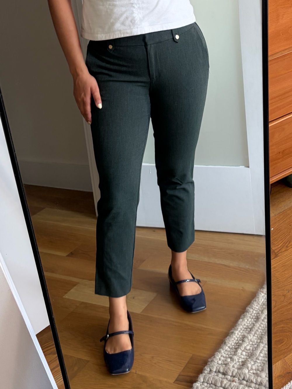 LOFT Dark Green Cropped Slim Pants